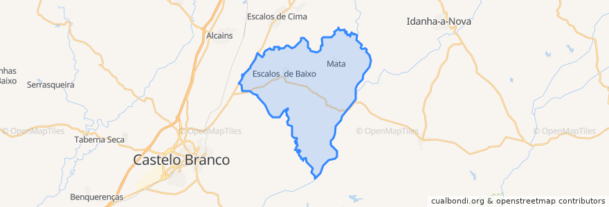 Mapa de ubicacion de Escalos de Baixo e Mata.