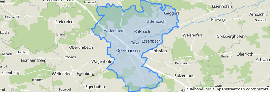 Mapa de ubicacion de Odelzhausen.