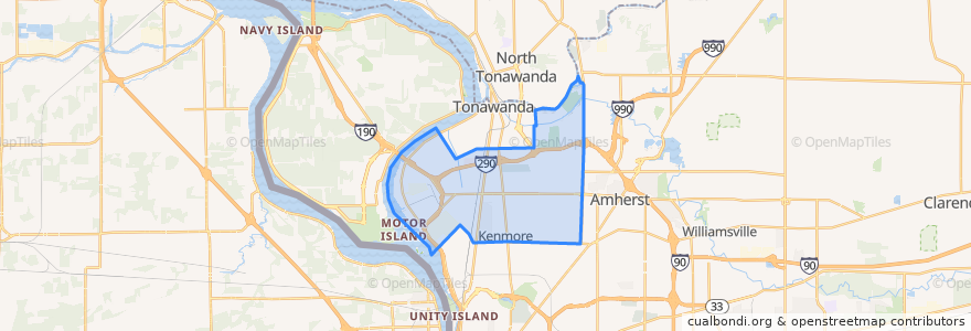 Mapa de ubicacion de Tonawanda Town.