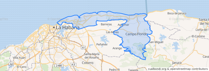 Mapa de ubicacion de Habana del Este.