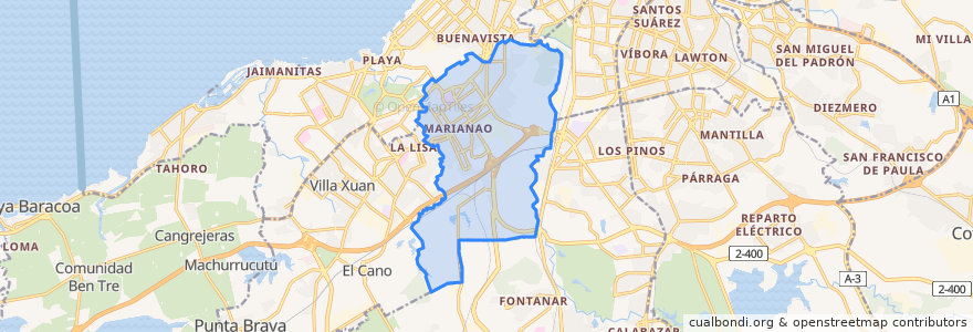 Mapa de ubicacion de Marianao.