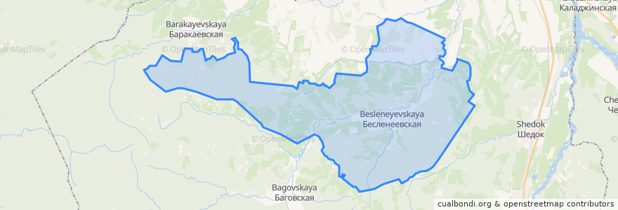 Mapa de ubicacion de Бесленеевское сельское поселение.