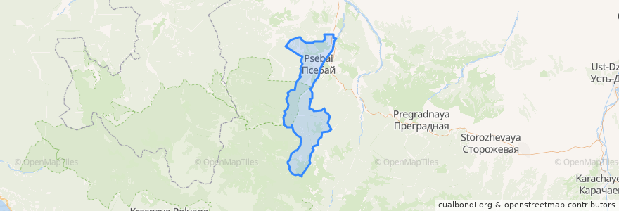 Mapa de ubicacion de Псебайское городское поселение.