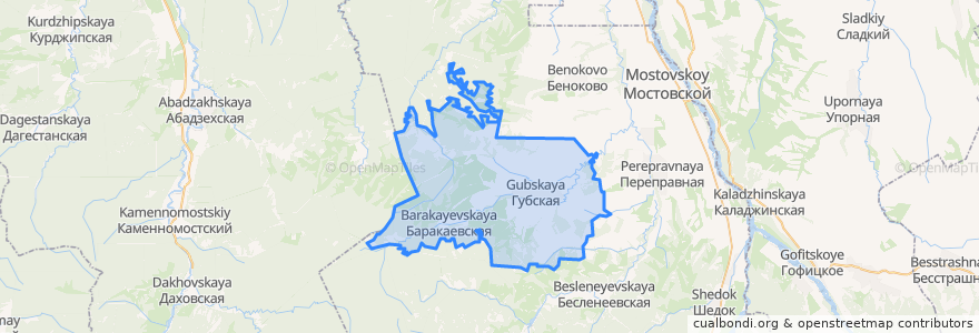 Mapa de ubicacion de Губское сельское поселение.