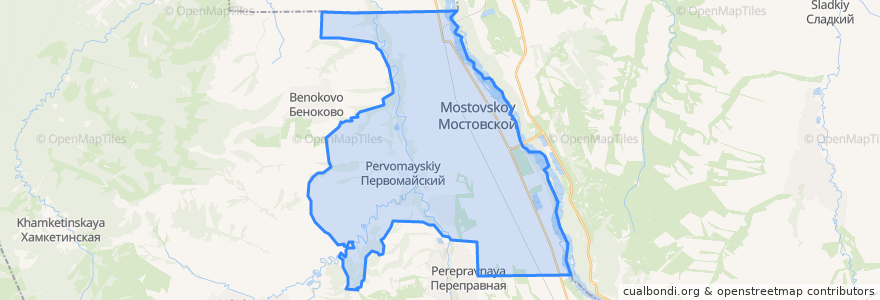 Mapa de ubicacion de Мостовское городское поселение.