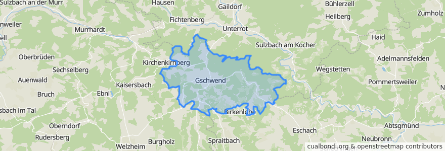 Mapa de ubicacion de Gschwend.