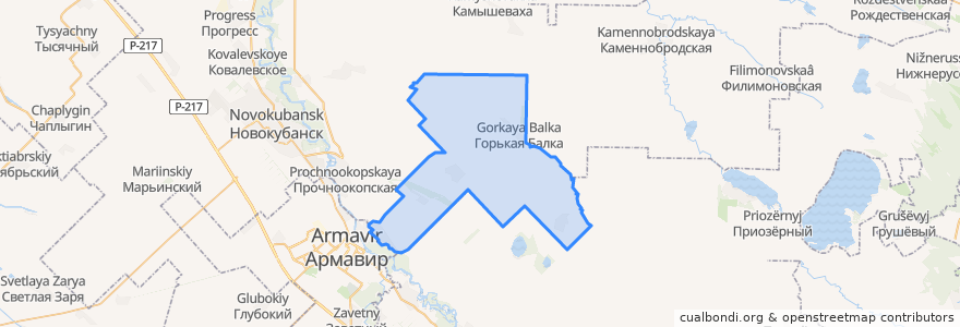 Mapa de ubicacion de Прикубанское сельское поселение.