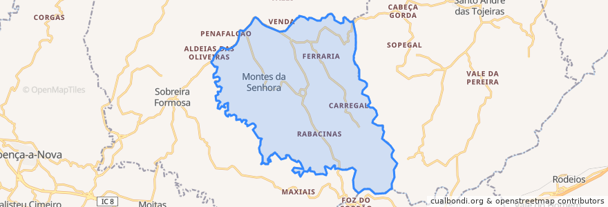 Mapa de ubicacion de Montes da Senhora.