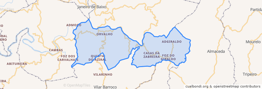 Mapa de ubicacion de Orvalho.