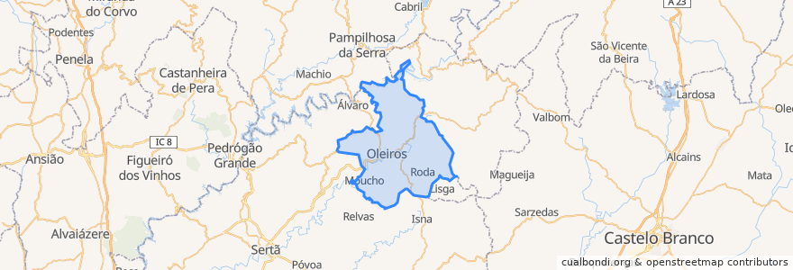 Mapa de ubicacion de Oleiros-Amieira.