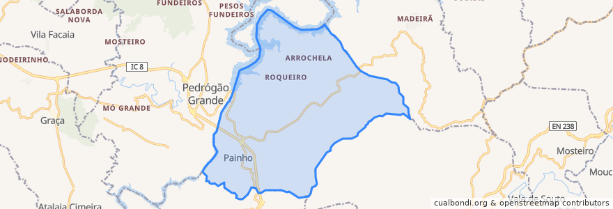 Mapa de ubicacion de Pedrógão Pequeno.