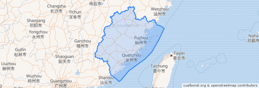 Mapa de ubicacion de Fujian.