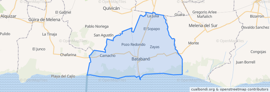 Mapa de ubicacion de Batabanó.