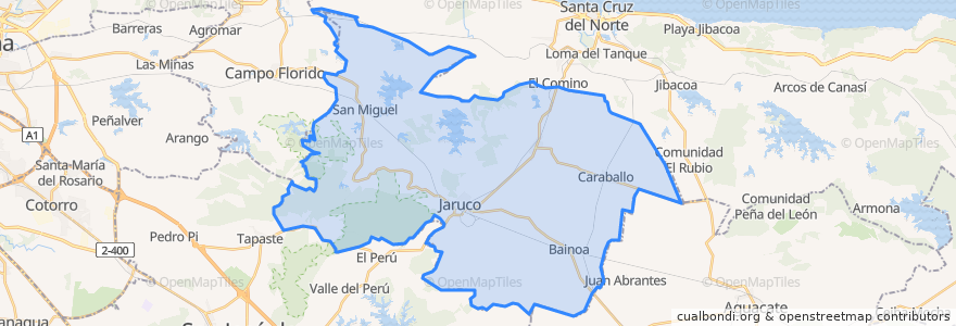 Mapa de ubicacion de Jaruco.