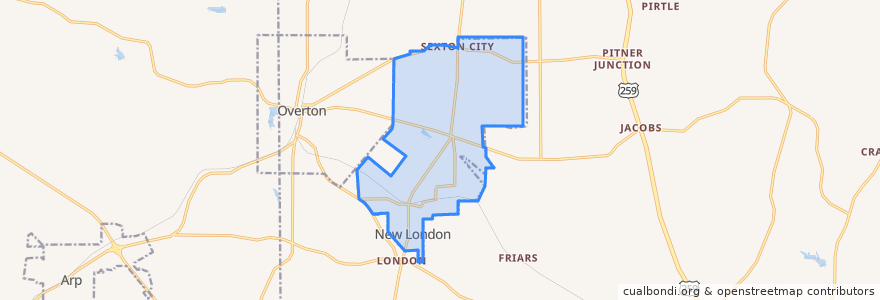 Mapa de ubicacion de New London.