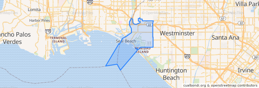 Mapa de ubicacion de Seal Beach.