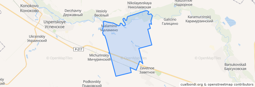 Mapa de ubicacion de Маламинское сельское поселение.