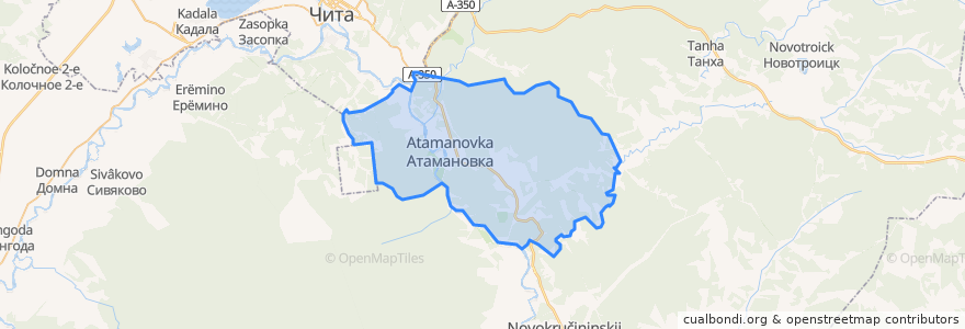 Mapa de ubicacion de Атамановское городское поселение.