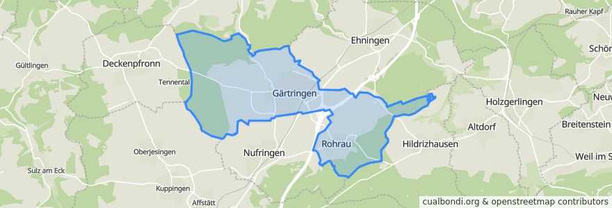 Mapa de ubicacion de Gärtringen.