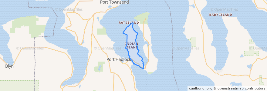 Mapa de ubicacion de Indian Island.