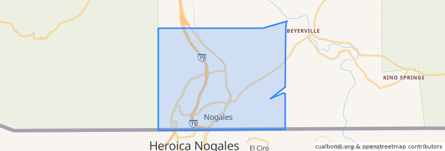 Mapa de ubicacion de Nogales.