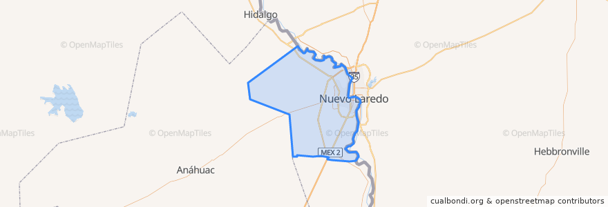 Mapa de ubicacion de Nuevo Laredo.