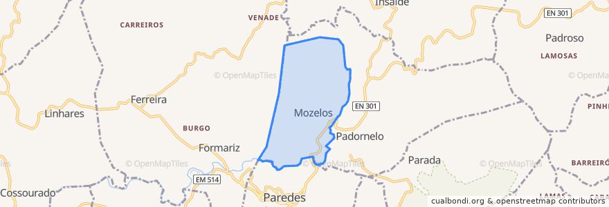 Mapa de ubicacion de Mozelos.