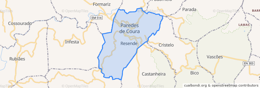 Mapa de ubicacion de Paredes de Coura e Resende.