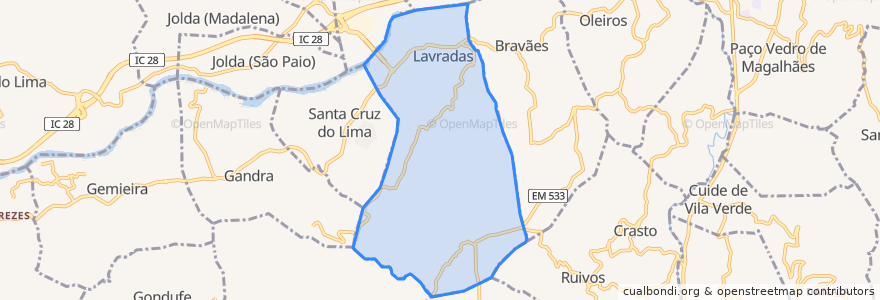 Mapa de ubicacion de Lavradas.