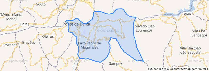 Mapa de ubicacion de Ponte da Barca, Vila Nova de Muía e Paço Vedro de Magalhães.