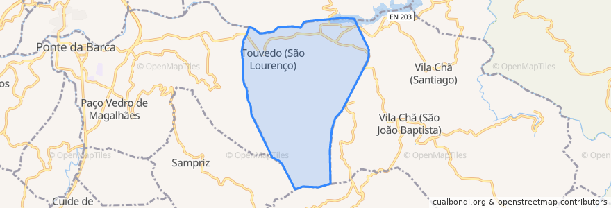 Mapa de ubicacion de Touvedo (São Lourenço e Salvador).