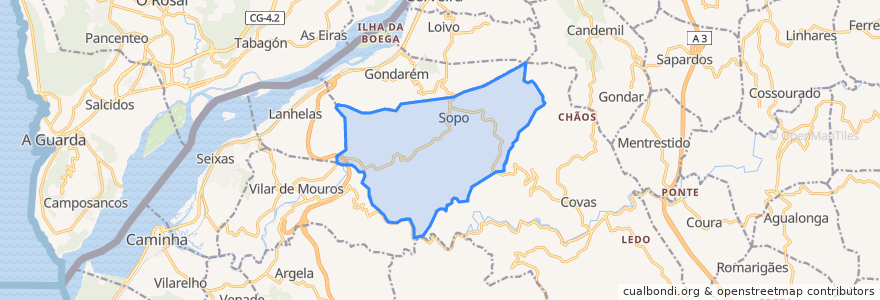 Mapa de ubicacion de Sopo.