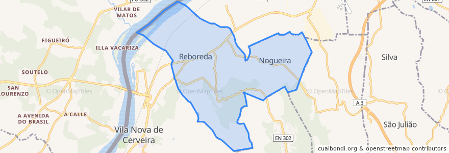 Mapa de ubicacion de Reboreda e Nogueira.