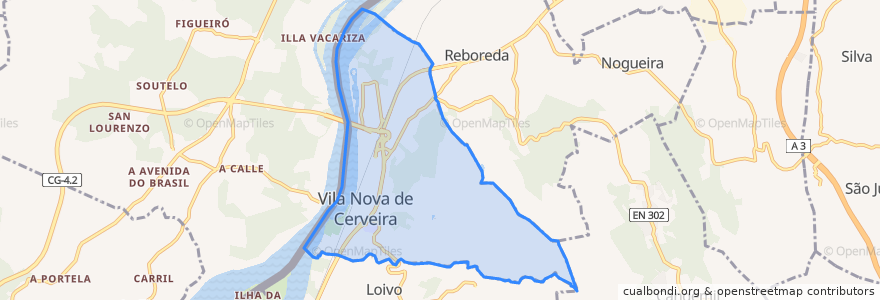 Mapa de ubicacion de Vila Nova de Cerveira e Lovelhe.