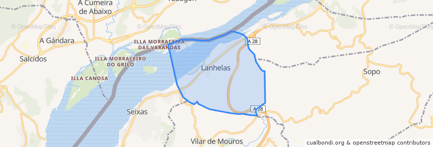 Mapa de ubicacion de Lanhelas.