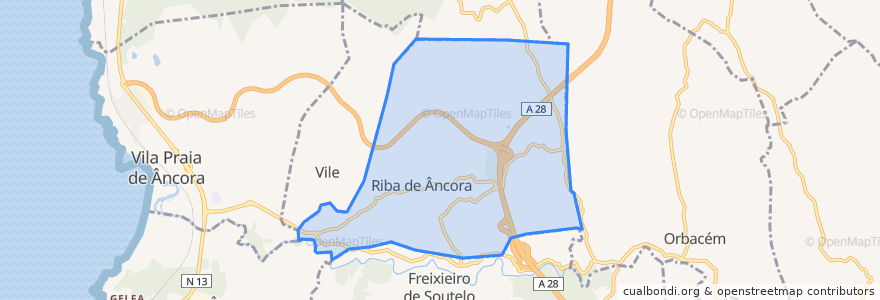 Mapa de ubicacion de Riba de Âncora.