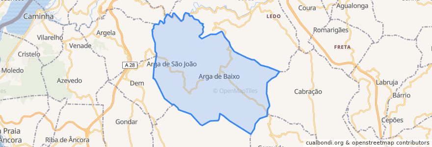 Mapa de ubicacion de Arga (Baixo, Cima e São João).