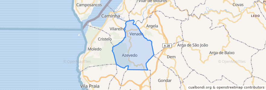 Mapa de ubicacion de Venade e Azevedo.