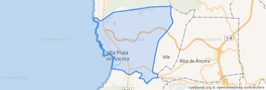 Mapa de ubicacion de Vila Praia de Âncora.