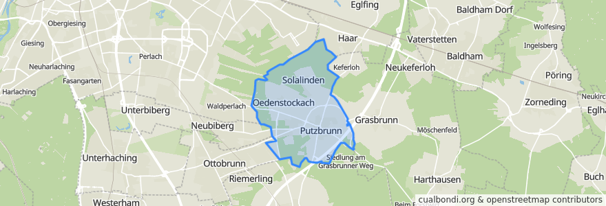 Mapa de ubicacion de Putzbrunn.