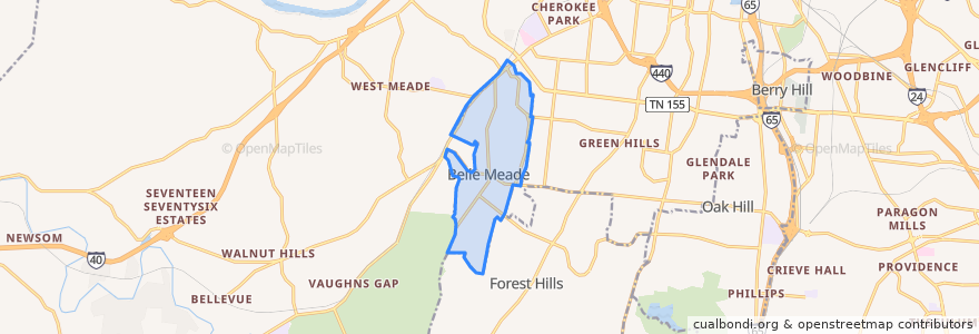Mapa de ubicacion de Belle Meade.