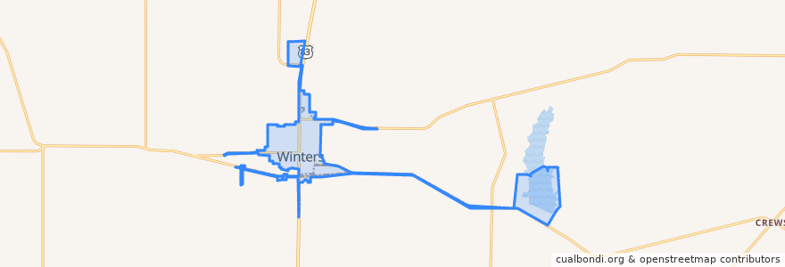 Mapa de ubicacion de Winters.