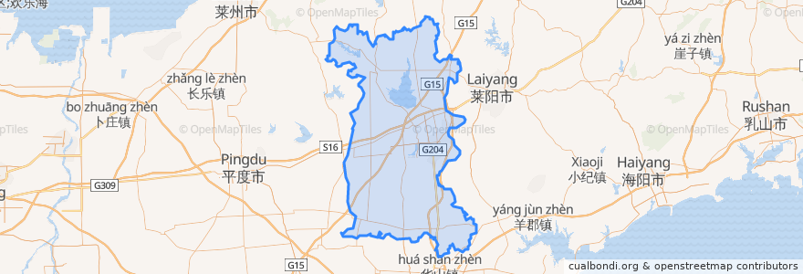 Mapa de ubicacion de 莱西市.