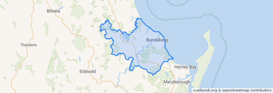 Mapa de ubicacion de Bundaberg Region.