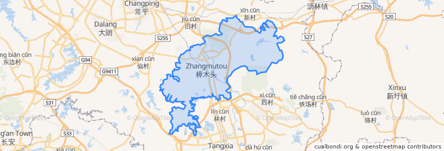 Mapa de ubicacion de 樟木头镇.