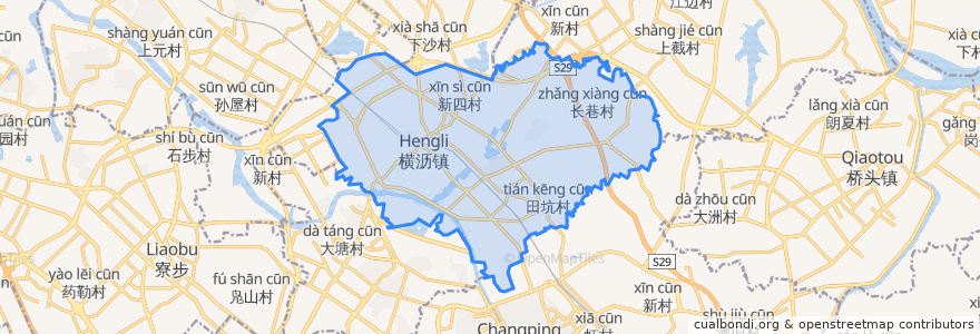 Mapa de ubicacion de 横沥镇.