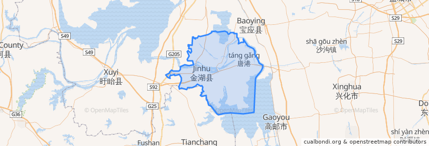 Mapa de ubicacion de Contea di Jinhu.