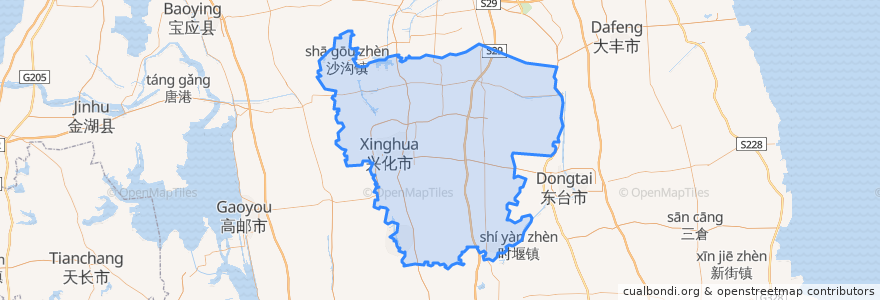 Mapa de ubicacion de Xinghua.