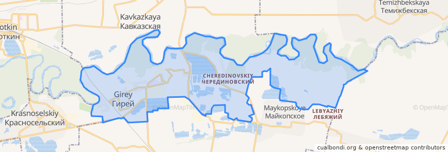 Mapa de ubicacion de Гирейское городское поселение.