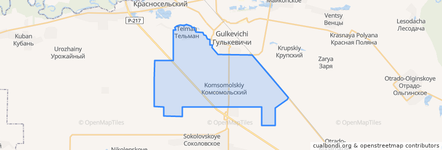 Mapa de ubicacion de Комсомольское сельское поселение.